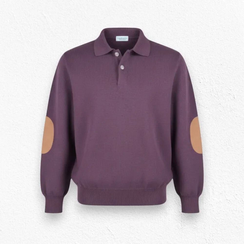 80s Vintage Tricots St. Raphael Burgundy Polo Elbow Patch Sweater Size Medium
